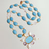 Bezel Set Turquoise & Faceted Rose de France Intaglio Necklace - Abruzzo Intaglio Necklace