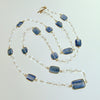 Long Moonstone With Kyanite Bezel Slab Stations Necklace - Atasi Necklace