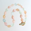 Beryl Aquamarine Morganite Nugget Choker Necklace Opal Inlay Toggle - Candie Necklace