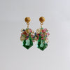 Green Amethyst, Emerald, Pink Topaz, Kyanite, Scapolite Cluster Earrings - Elena Earrings