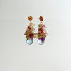 Blue/Pink Topaz, Amethyst, Lemon/Cherry Quartz, Peridot, Iolite Cluster Earrings - Fleur VIII Earrings