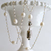 Seed Pearl Baroque Pearl Grandmother Teapot and Cup Bell Necklace - Grandmother Bell Necklace