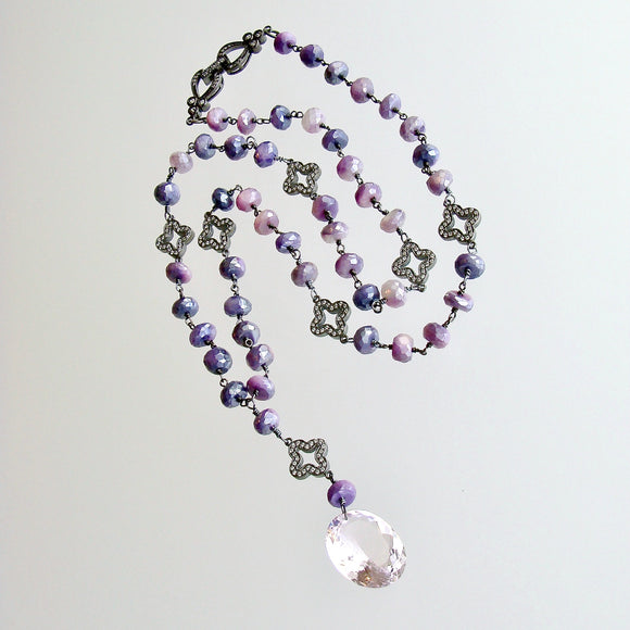 Lavender Moonstone Kunzite Pendant Necklace - Kirstyn Necklace