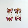 Watermelon Tourmaline Double Butterfly Earrings - Le Papillon Earrings