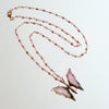 Pink Agate Butterfly Necklace - Papillon XIX Necklace