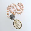 Pink Morganite Filigree Clasp With French Meerschaum Reliquary Ex Voto Pendant - Madonna Necklace