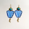 Venetian Glass Intaglio/Cameo Sleeping Beauty Turquoise Earrings - Medusa Blue Earrings