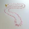 Graduated Pink Morganite Silk Knotted Opera Necklace With 14k Gold Diamond Clasp - Peony Necklace