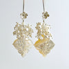 Carved Mother of Pearl Freshwater Pearls Rock Crystal Cluster Earrings - Sabrina Earrings