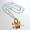 Diamond Turquoise Pave Lock Turquoise Citrine Amethyst Prasiolite, Topaz Intaglio Fob Necklace - Serrures D'Amour Necklace