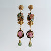 Tourmaline Slices Long Tourmaline Cluster Earrings - Tatiana Earrings
