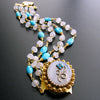 Sleeping Beauty Turquoise Moonstone Georgian Pinchbeck Clasp Bracelet - Dottie Bracelet