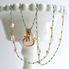 #2 Treia Necklace - Pink Venetian Intaglio Necklace Turquoise Rose Quartz
