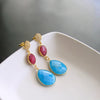 #2 Roxie Earrings - Turquoise Ruby Dangle Earrings