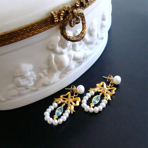 #2 Cassandra Earrings - Regency Style Bow Pearl Earrings