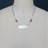 #5 L'offre II Necklace - Antique MOP “P” Monogram Gaming Token Blue Chalcedony Tanzanite