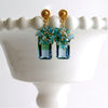 Blue Green Emerald Cut Ametrine Cluster Earrings - Bella IV Earrings