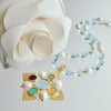 Maltese-Style Intaglio Removable Pendant, Aqua Quartz and Pearls Necklace - Catania II Necklace