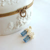 London Blue Topaz Seed Pearls Moonstone Cluster Earrings - Dione IX Earrings