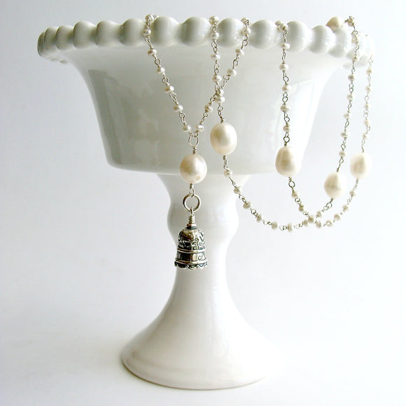 Seed Pearl Baroque Pearl Mom Bell Necklace - Mom II Bell Necklace