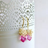 Hot Pink Topaz Shield Briolettes Ethiopian Opal Cluster Earrings - Desiree II Earrings