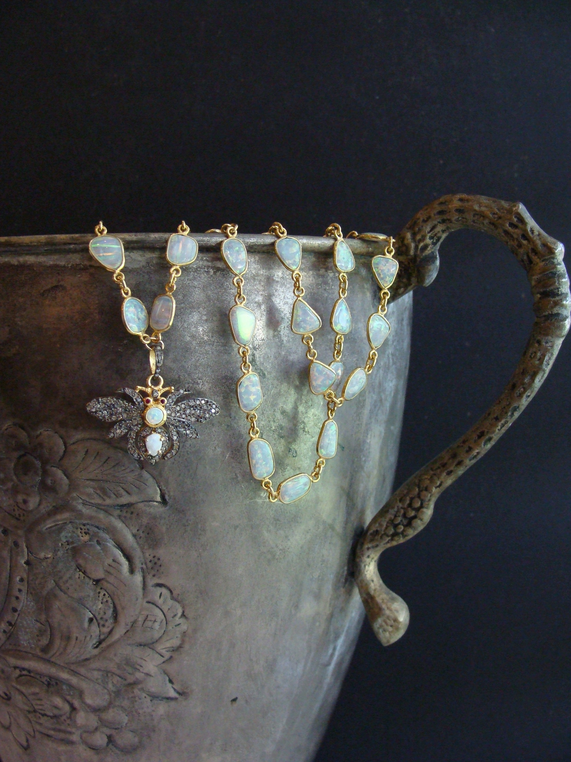 Black Opal Pendant Necklace in Sterling Silver | Ruby & Oscar