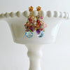 Blue/Pink Topaz, Amethyst, Lemon/Cherry Quartz, Peridot, Iolite Cluster Earrings - Fleur VIII Earrings
