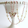 Watermelon Tourmaline Butterfly Necklace Pink Sapphires Rutilated Quartz - Papillon XVII Necklace