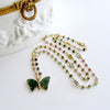 #4 Le Papillon XI Necklace - Blue Green Tourmaline Butterfly Tourmaline Stations Chain