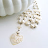 #3 Quenby Necklace - Pearls Mother of Pearl Queen Bee Heart