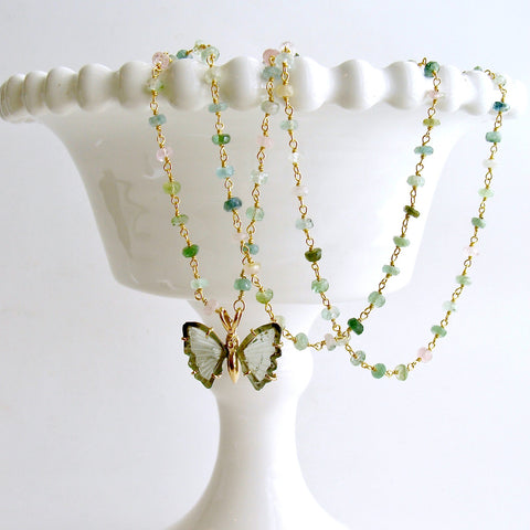 #5 Le Papillon XII Necklace - Green Tourmaline Butterfly Pastel Tourmaline