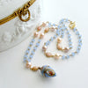 #2 Brezza Dolce III Necklace - Blue Chalcedony Pink Opal Enamel Vinaigrette Necklace