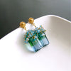 Blue Green Emerald Cut Ametrine Cluster Earrings - Bella IV Earrings