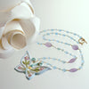 Aqua Chalcedony Matte Amethyst Reticulated Ceramic Butterfly Pendant Necklace - Farfalla Necklace
