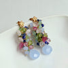 Blue Chalcedony Carved Pk Sapphire Leaves Cluster Earrings - Fleur XI Earrings