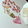 Ruby Moonstone Necklace With Glass Moser Chatelaine Heart Scent Bottle - La Vie En Rose