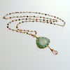 Green Tourmaline Slice With Hand Linked Tourmaline Chain - Laurel Pendant Necklace