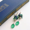 Green Venetian Glass Intaglios With Emerald Lapis Clusters - Ravello Earrings