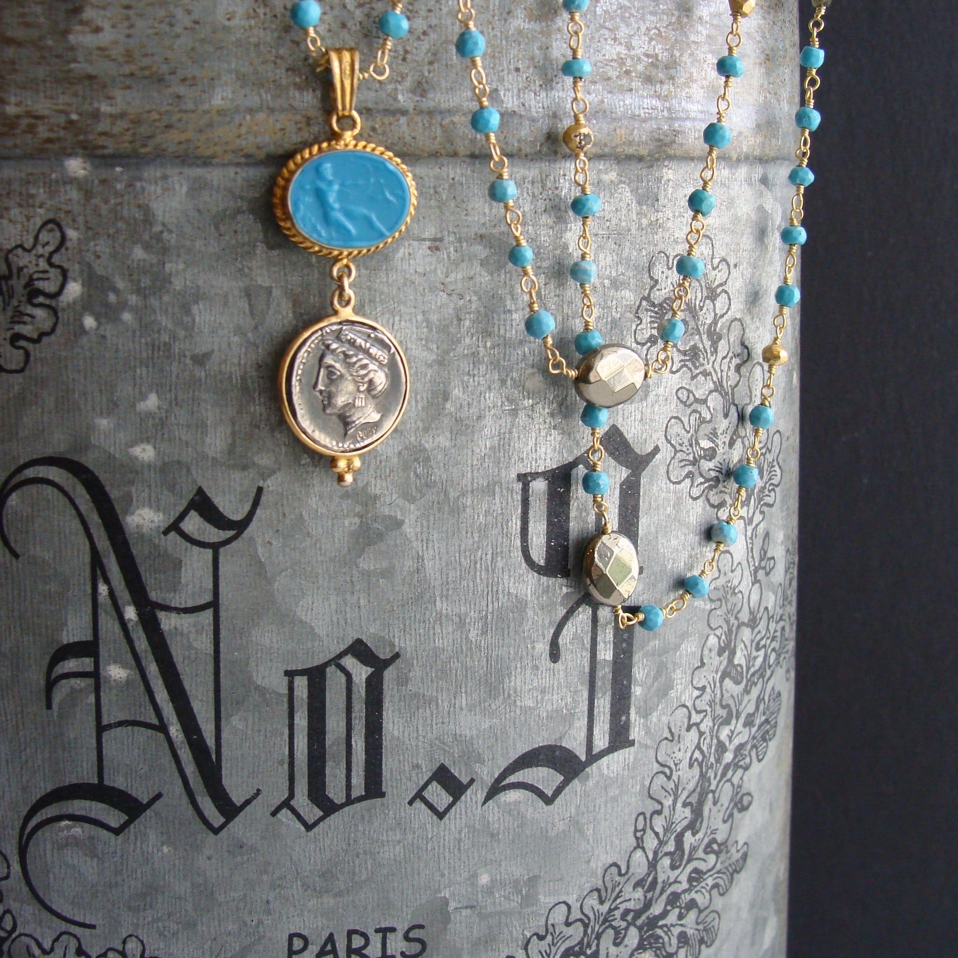 Turquoise shop coin necklace
