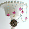 #5 Serenity Necklace - Turquoise Pink Topaz Pink Quartz Victorian Pin Wheel