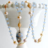 #3 Brezza Dolce III Necklace - Blue Chalcedony Pink Opal Enamel Vinaigrette Necklace