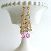 #2 Delphine Tassel Earrings - Pink Topaz Emerald Blue Topaz Yellow Zircon
