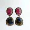 #1 Katie Earrings - Raspberry Denim Blue Sapphire Diamond Earrings