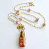 #1 Patience Necklace - Cranberry Chatalaine Scent Bottle Pearls Pink Topaz