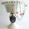 #4 Ainsley Necklace - Turquoise Pink Topaz Austro Hungarian Chatelaine Scent Bottle