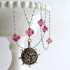#6 Serenity Necklace - Turquoise Pink Topaz Pink Quartz Victorian Pin Wheel