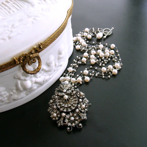 #4 Ianessa Necklace - Sterling Austro Hungarian Shell Seed Pearl Necklace