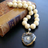 #3 Mitzi Necklace - Vintage Celluloid French Ivory Conchina Druzy Pendant