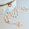 Saint Esprit Dove With Love Note Natural Pink Peach Baroque Cultured Pearls - Le Messenger de l’Amour