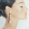 Watermelon Tourmaline Slices Flameball Pearl Post Duster Earrings - Anastasia Earrings